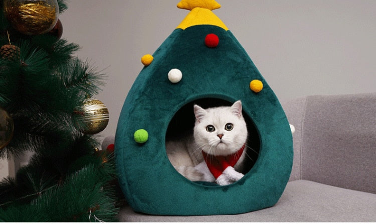 Christmas Tree Cat Bed - FestivePurr Norvo