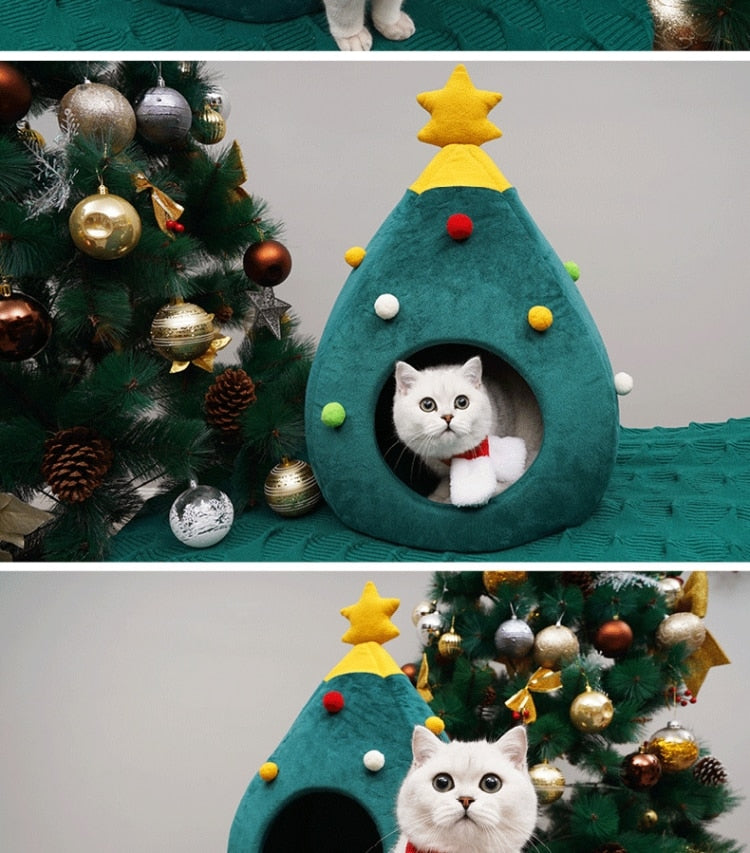 Christmas Tree Cat Bed - FestivePurr Norvo