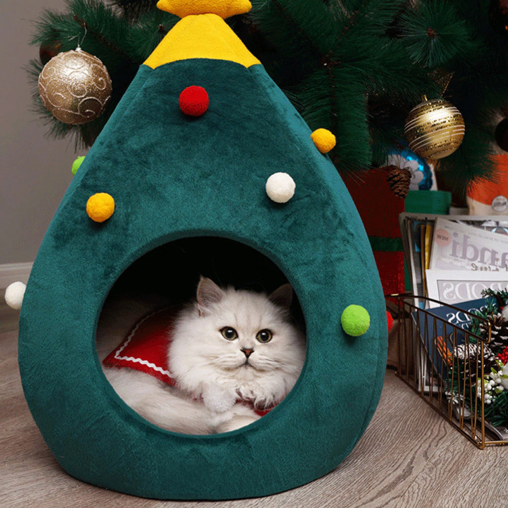 Christmas Tree Cat Bed - FestivePurr Norvo
