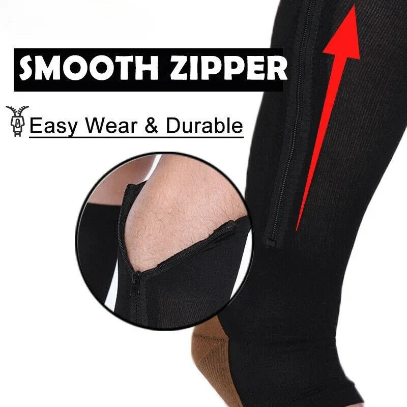 Norvo | CIRCULOFLEX – Glidelås Kompresjonsstrømper 20-30 mmHg med Åpen Tå Design