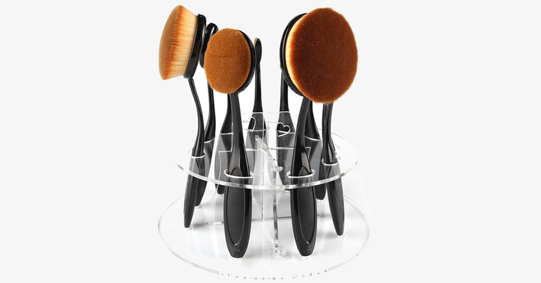 Norvo | Makeup Børsteholder for Sett med 10 Ovale Børster – Hjem for Dine Børster