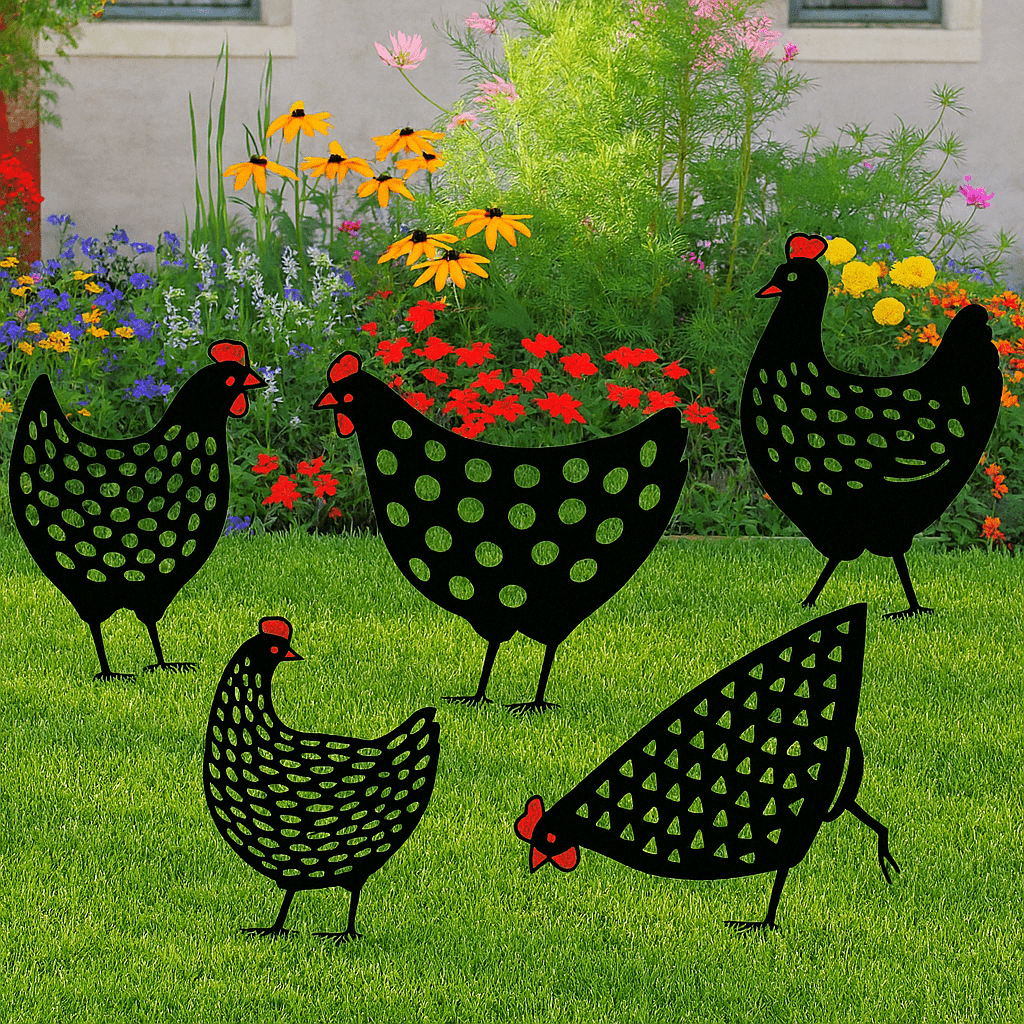 Norvo | Cluckura – Værbestandig Metall Kylling Statue for Hage & Terrasse