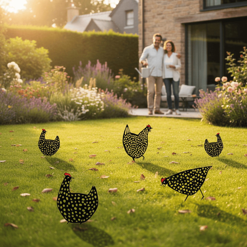 Norvo | Cluckura – Værbestandig Metall Kylling Statue for Hage & Terrasse
