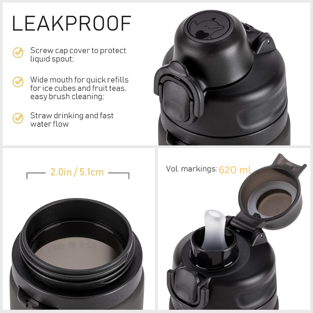 Norvo | Sammenleggbar 600 ml Silikon Vannflaske - Lekkasjesikker & BPA-fri