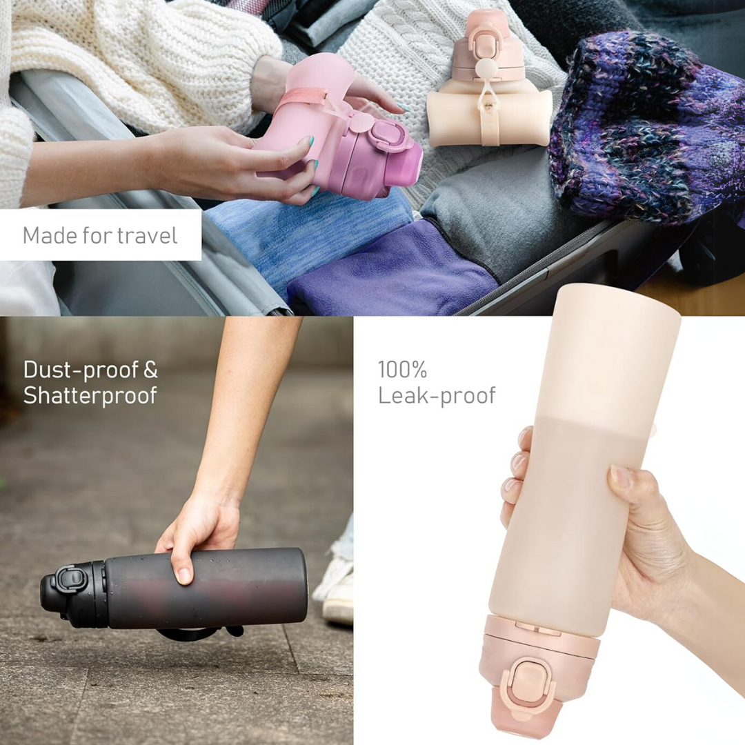 Norvo | Sammenleggbar 600 ml Silikon Vannflaske - Lekkasjesikker & BPA-fri