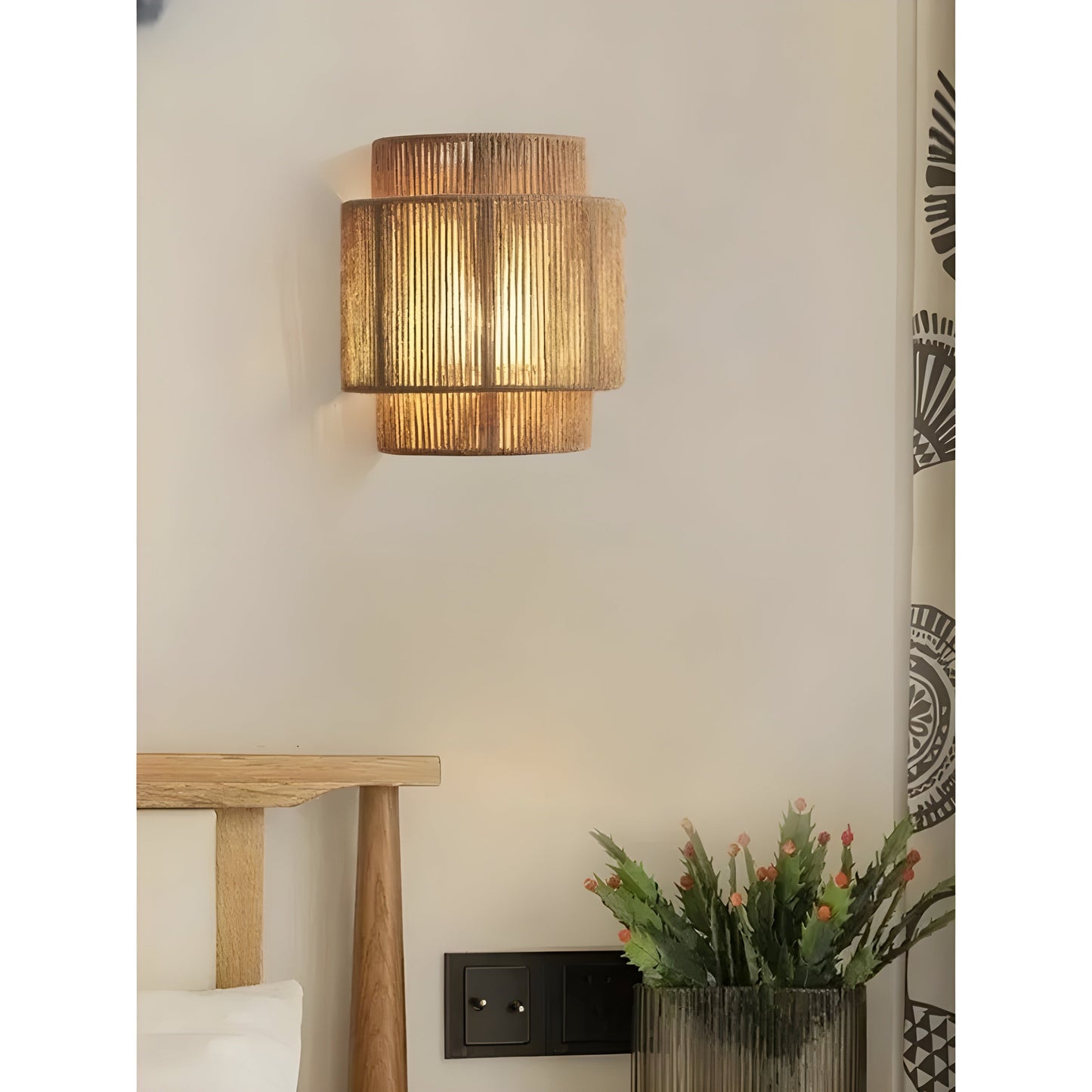 Norvo | Moderne Rattan Vevevegglampe - WeaveGlow