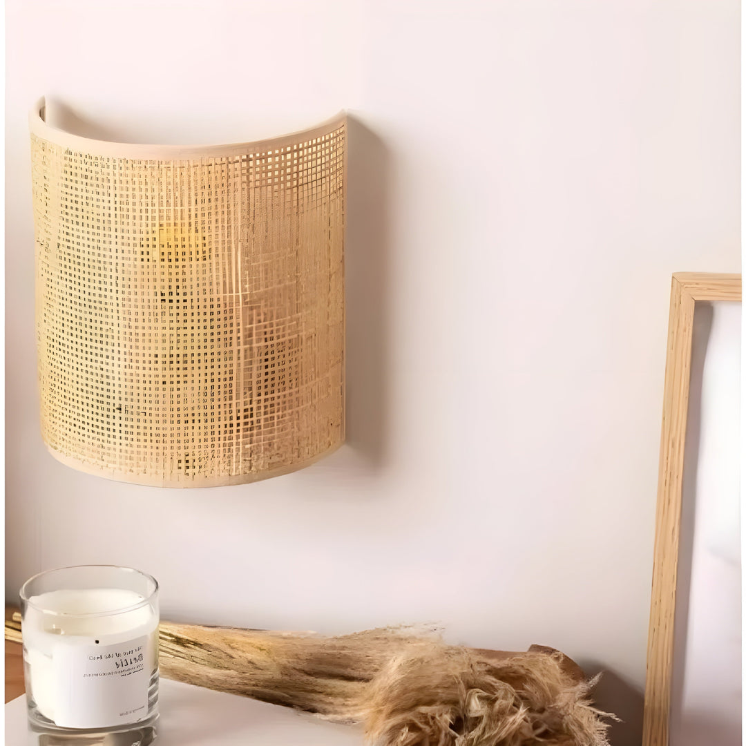 Norvo | Moderne Rattan Vevevegglampe - WeaveGlow