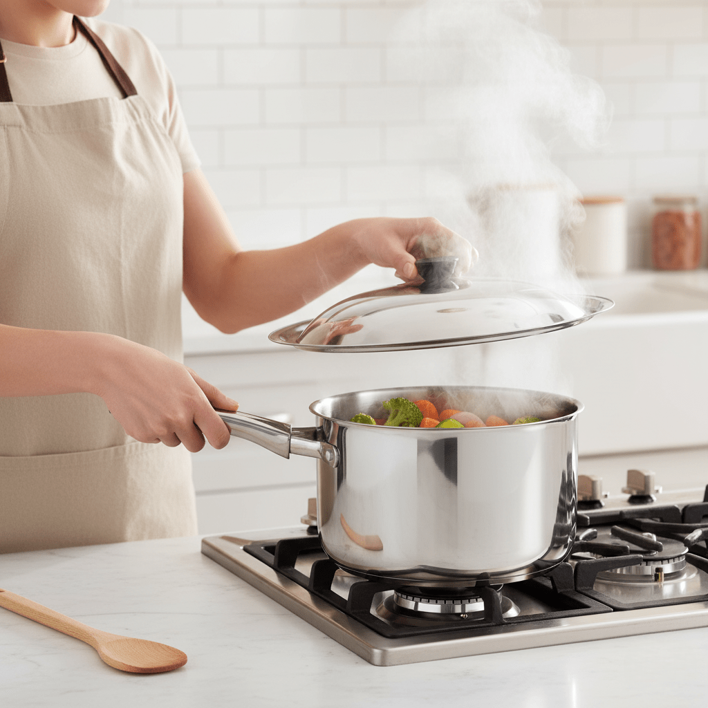 Norvo | CookShield – Universal Rustfritt Stål Lok for Panner & Wokker