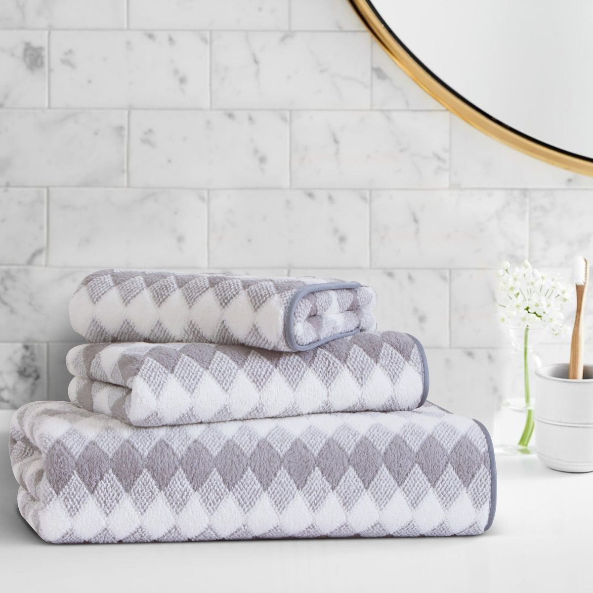 Norvo | Elysoria Coral Weave Håndklær | Faste, slitesterke håndklær med maksimal absorpsjon og hurtig tørking