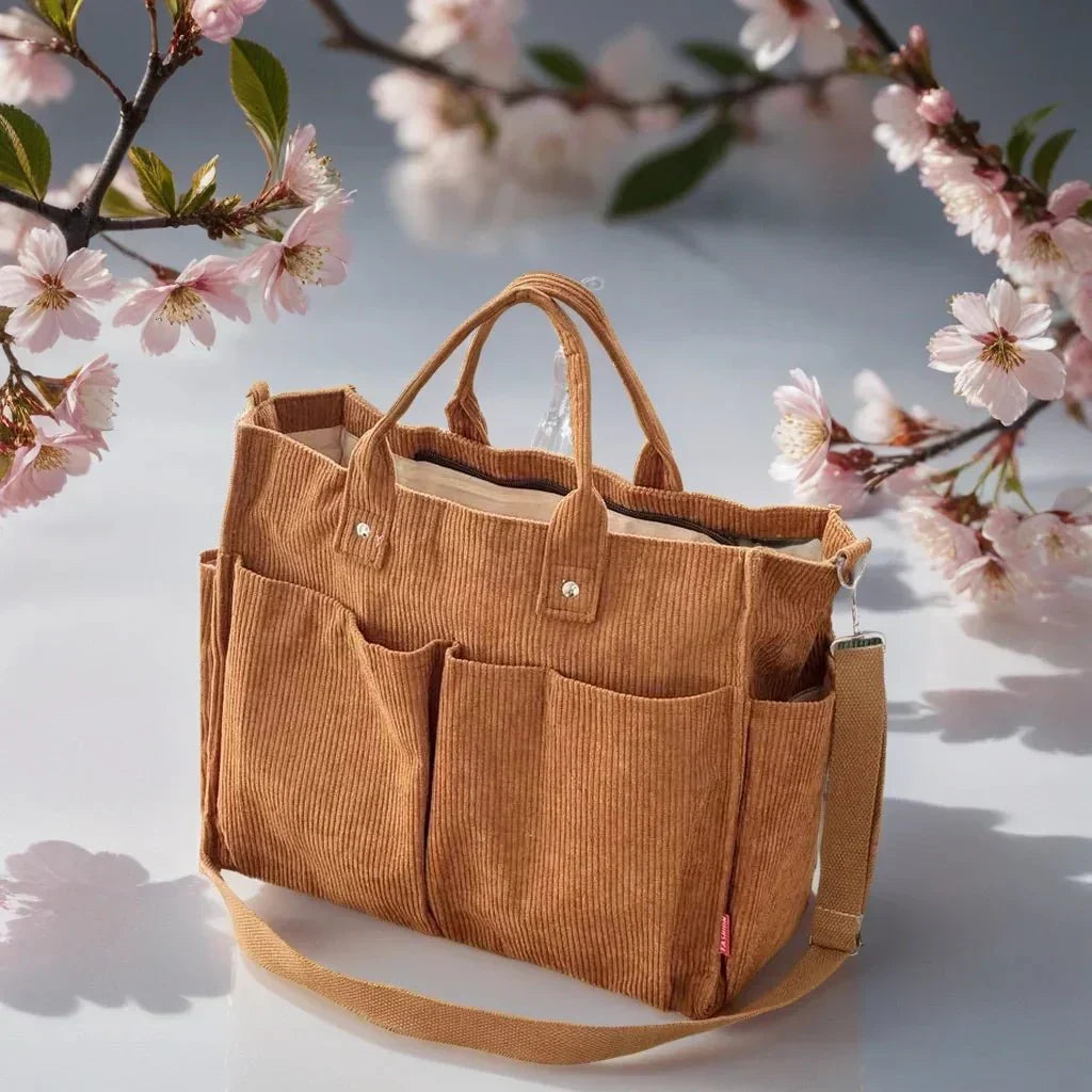 Norvo | CordoTote – Klassisk kordfløyels skulderveske for hverdagsbruk