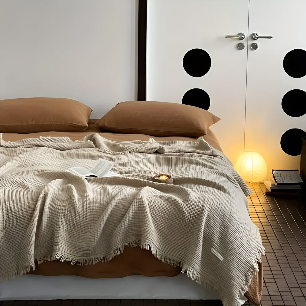 Norvo | Bomull Crinkle Frynse Teppeserviett