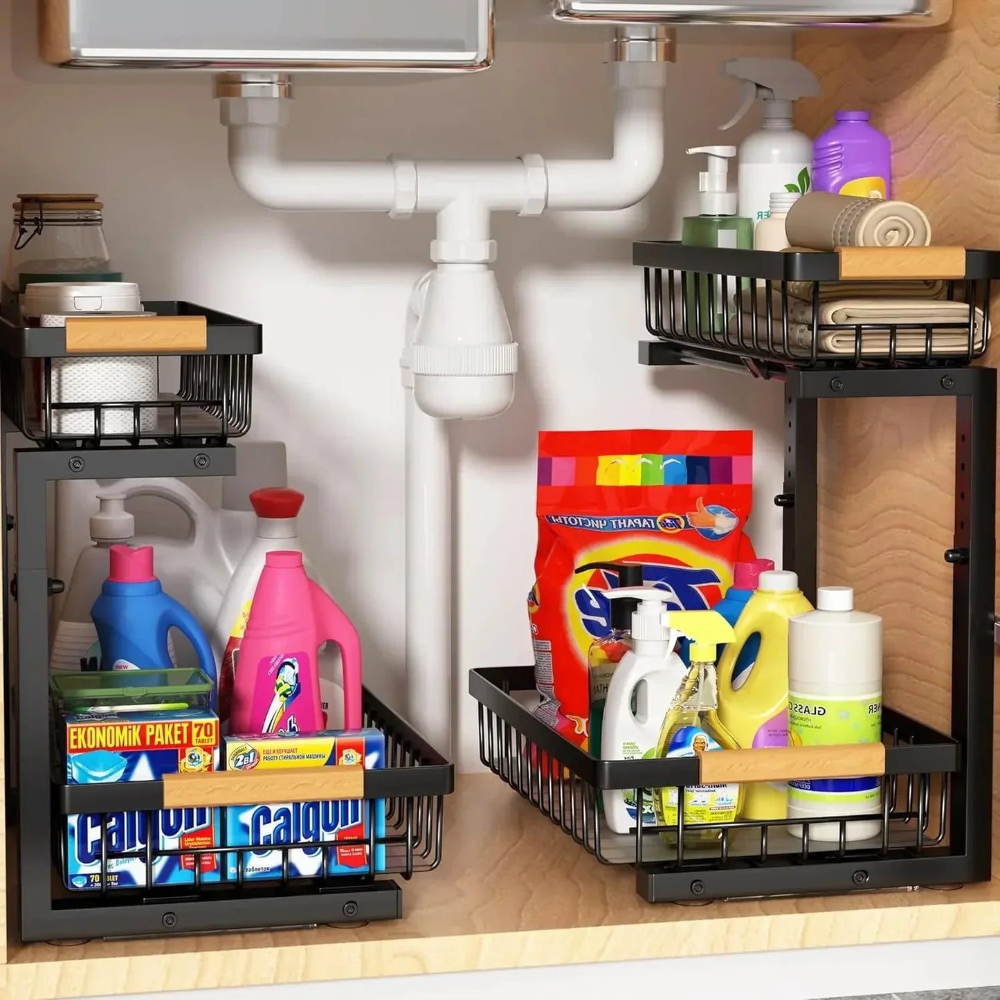 Norvo | Curcura – Tungtjusterbar stålvogn for under vasken til kjøkken og bad