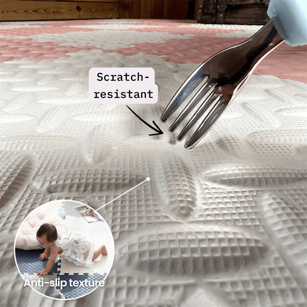 Norvo | Cushioplay Baby Mat – Myk leke matte med 12 puslespillbiter – Støtdempende og giftfri for krabbing og leketime