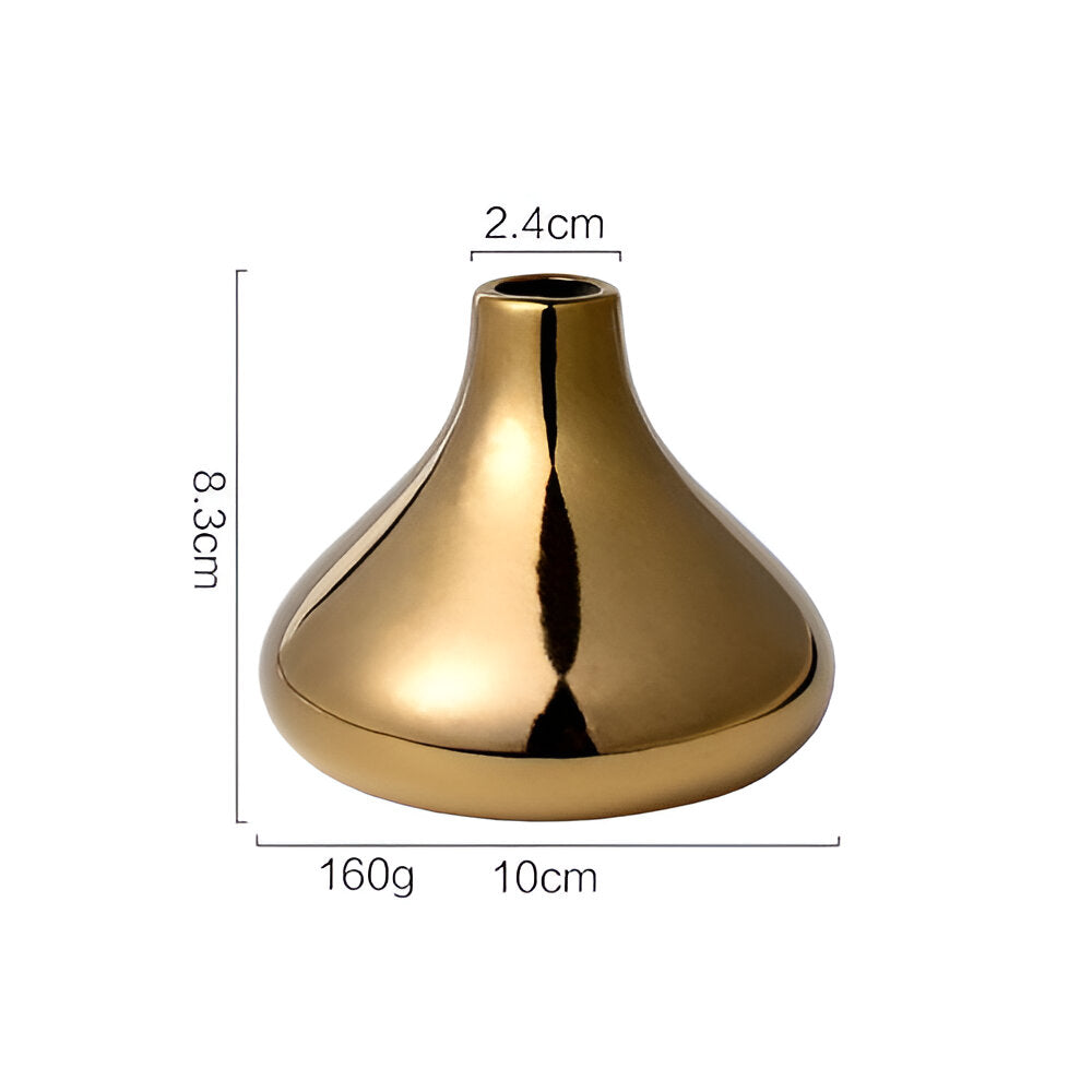 Norvo | Nordisk stil gull keramikk vase – Elegant tørkeblomst og vannplanteutstilling