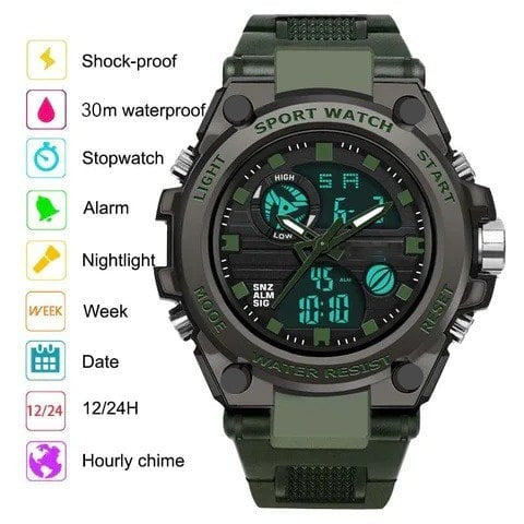 Norvo | Sporty Dual-Display Mode Multifunctional Waterproof Luminous Men's Wristwatch
