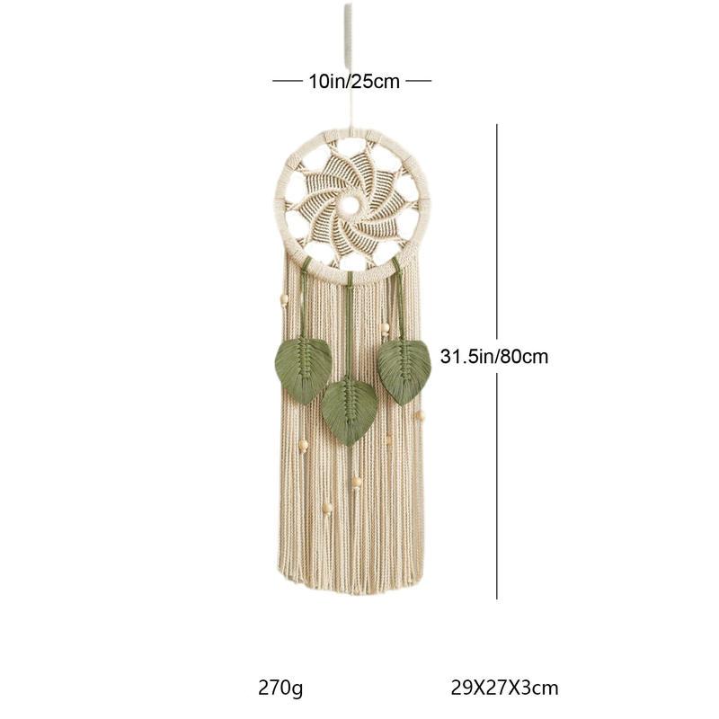 Norvo | Nordisk Stil Sirkulær Håndvevd Veggteppe med Bladmotiv