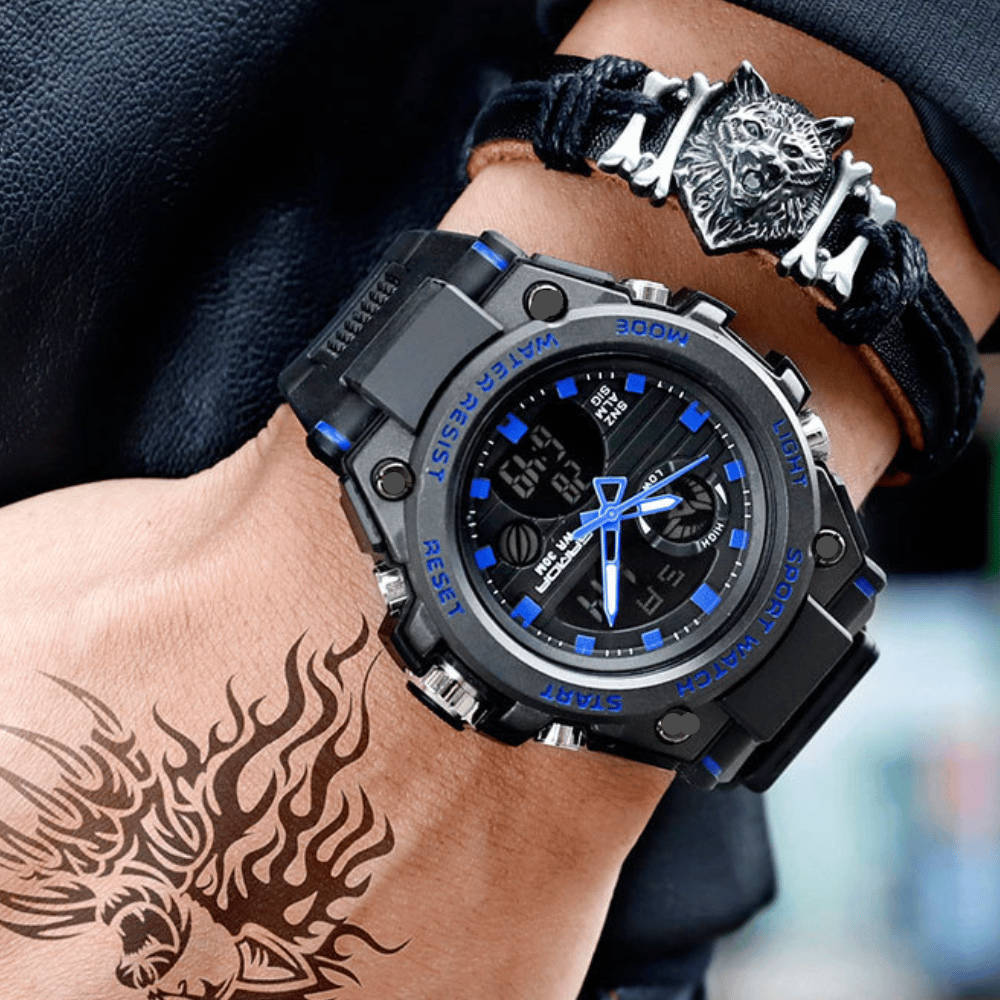 Norvo | Sporty Dual-Display Mode Multifunctional Waterproof Luminous Men's Wristwatch