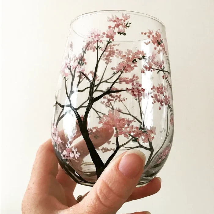 Norvo | Four Seasons Tree Vin Glass - Håndmalt Kunst
