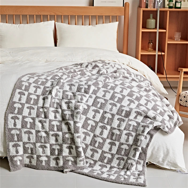 Norvo | Cozy To Farge Sjakkbrett Rutete Strikket Kaste Teppe