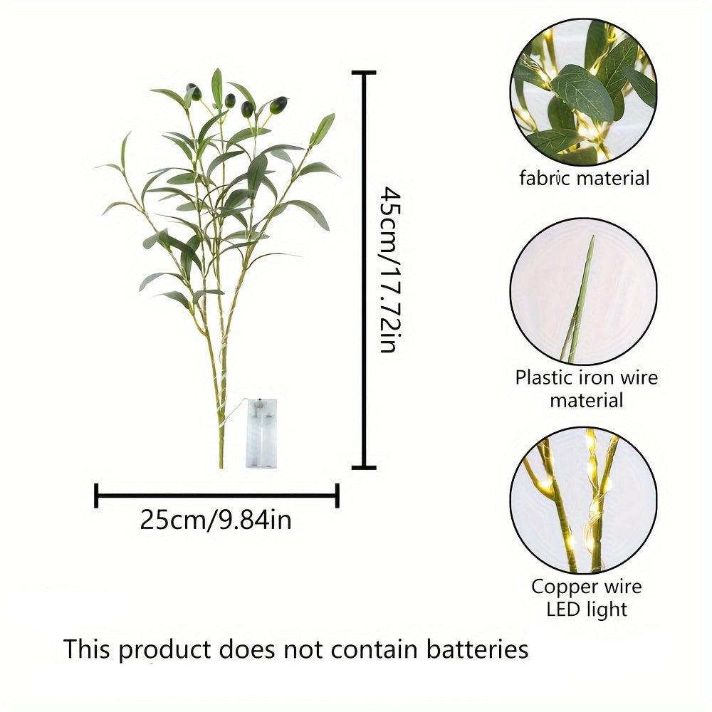 Norvo | Belyst Oliventre LED Lampe – Moderne Dekor for Festlige Anledninger, Bryllup, Bursdager og Feststemning, Ideell for Spisebord, Skap eller Kafé Dekor