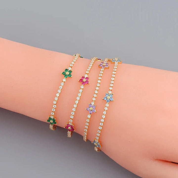 Norvo | Delikate diamantblomster armbånd og øredobber