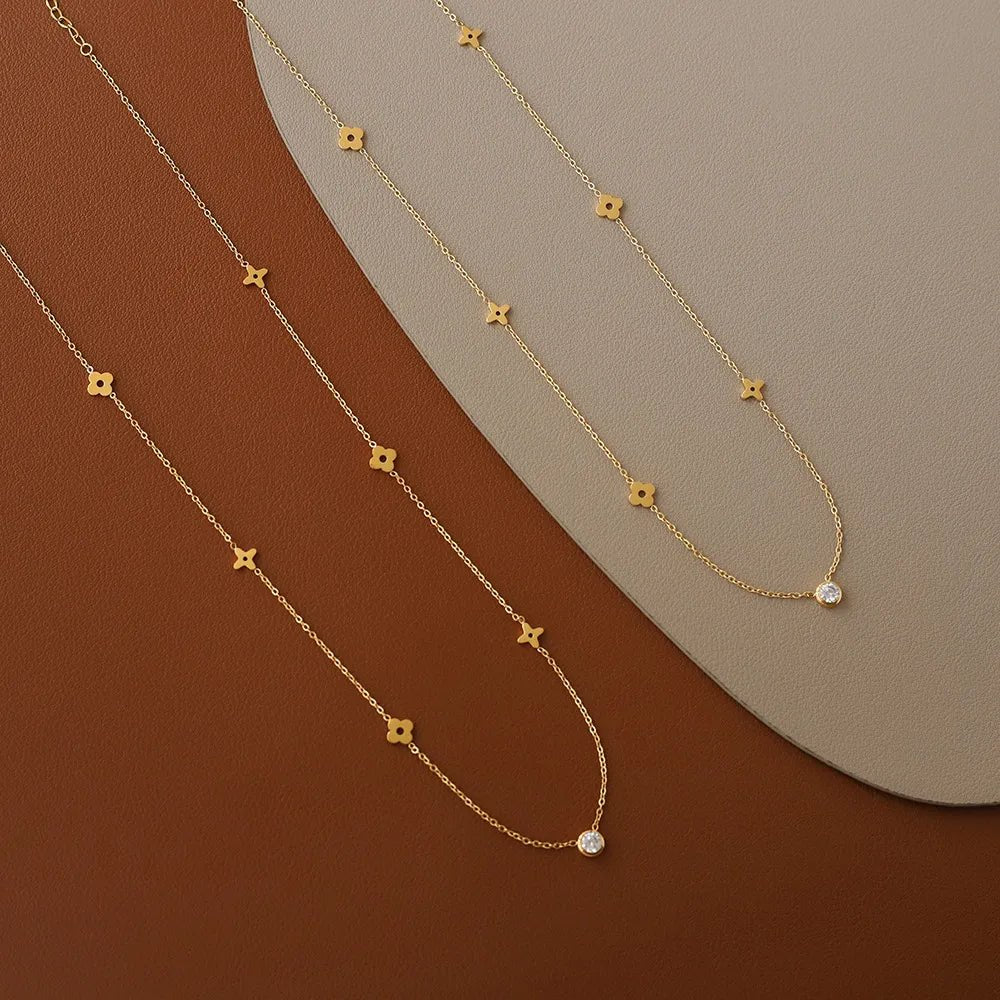 Norvo | Delikat Blomster Diamond Midtpunkt Halskjede