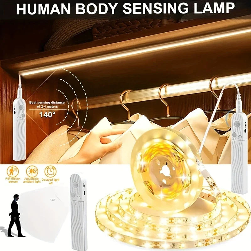 Norvo | LED lysreim med fjernkontroll – 2 meter fleksibel rem for dekorativ belysning i skap og hyller