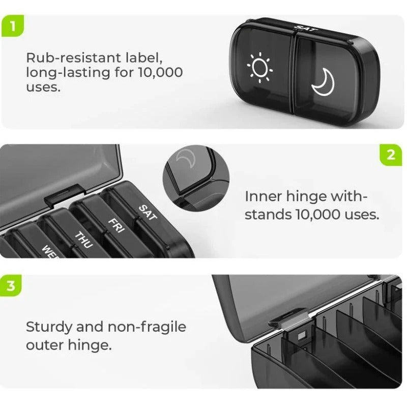 Norvo | AM PM Ukentlig Pilleorganisator – Reisevennlig, Stor Kapasitet & BPA-Fri