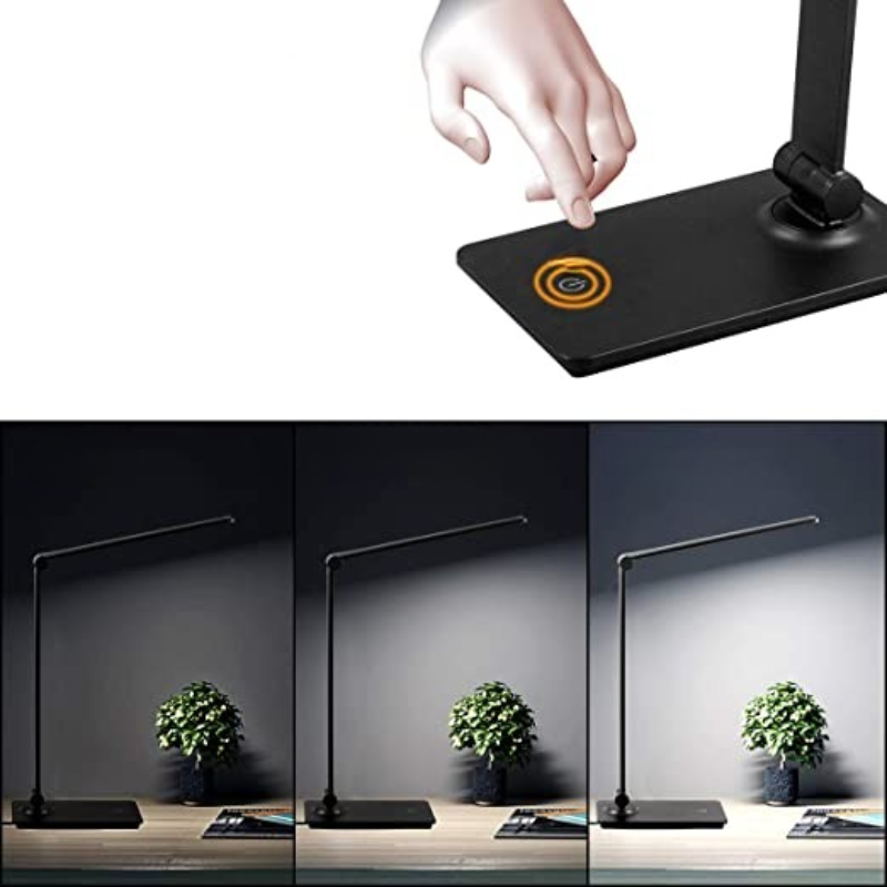 Norvo | LED skrivepultlampe, berøringskontroll skrivepultlampe med 3 lysstyrkenivåer, dimbar skrivebordlampe med justerbar arm, sammenleggbar bordlampe for skrivebord soverom nattbord kontor