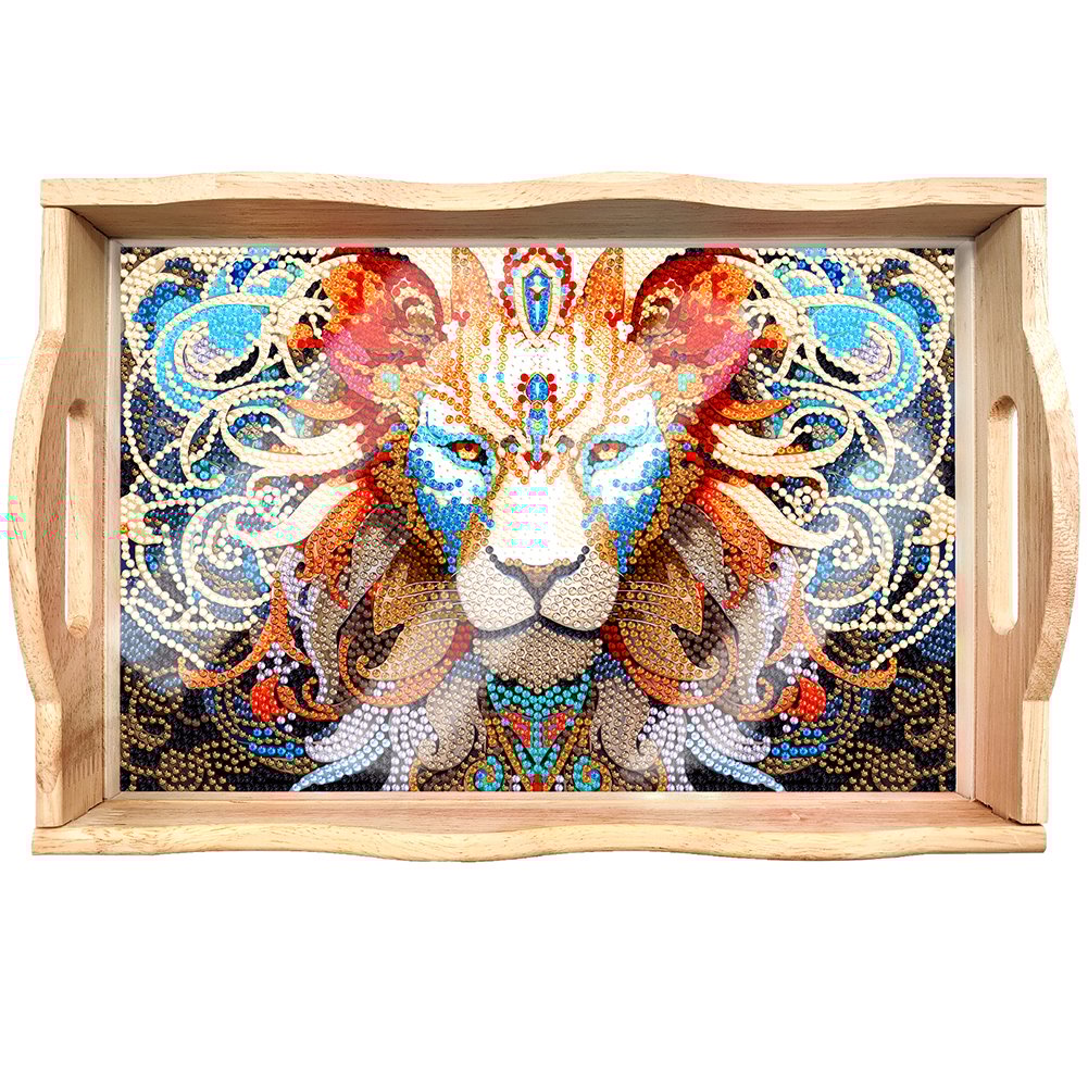 Norvo | DIY Diamant Maleri Trebrett Matbrett med Håndtak Stue Dekorasjon Mandala Trebrett Sett