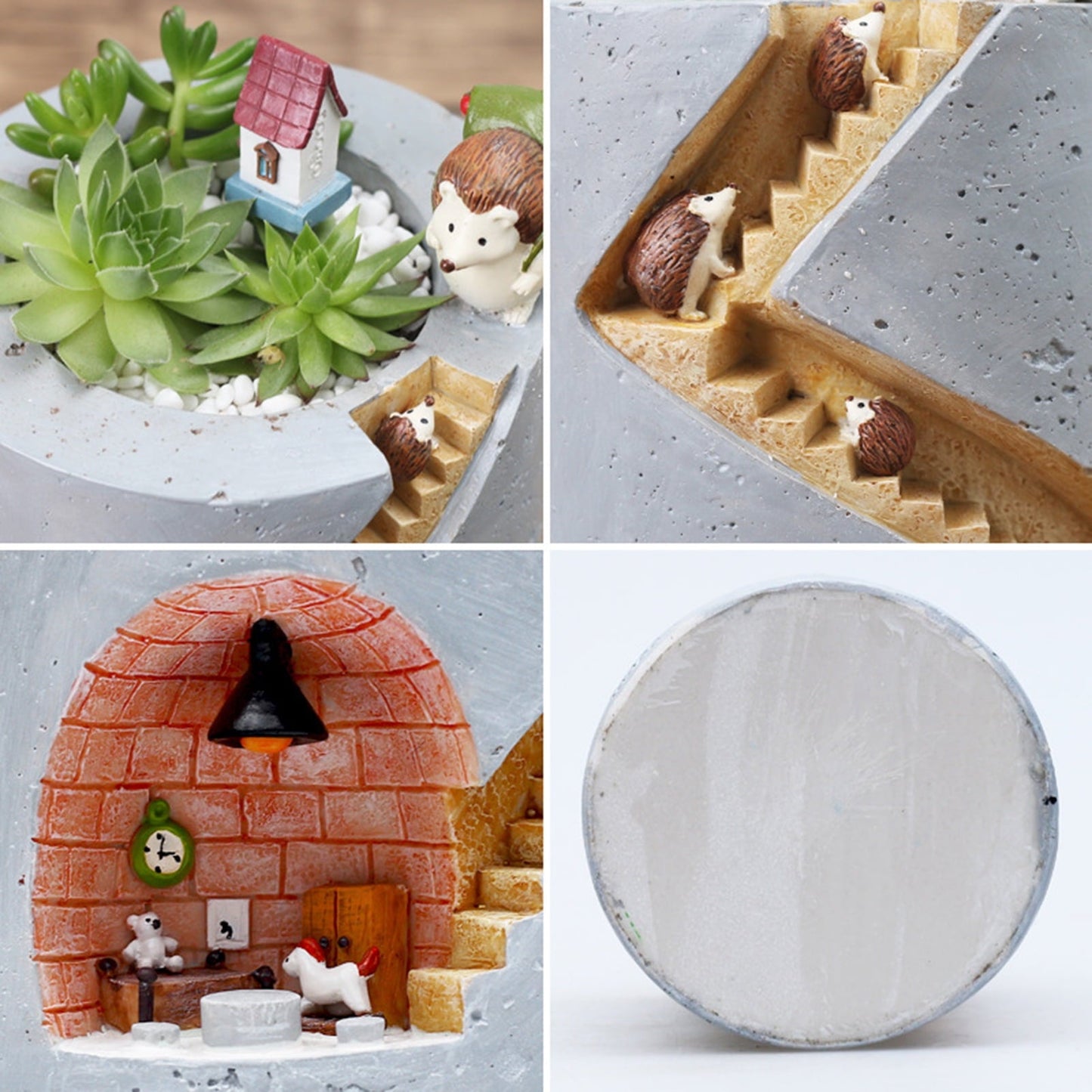 Norvo | Decorative plant pot with hedgehog and rabbit miniature – Creative staircase design for plants