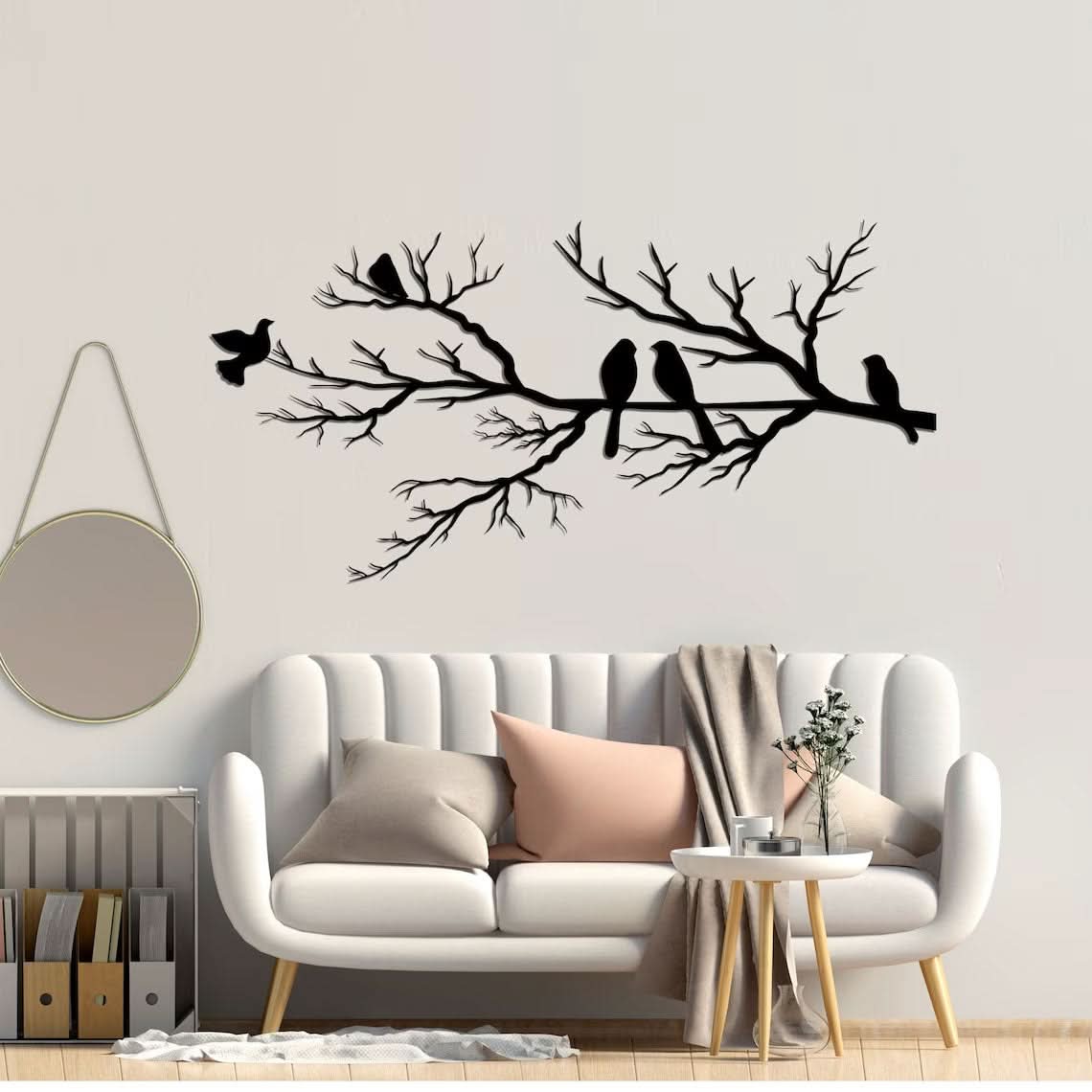 Norvo | Metal Birds on Branch Wall Art Svart