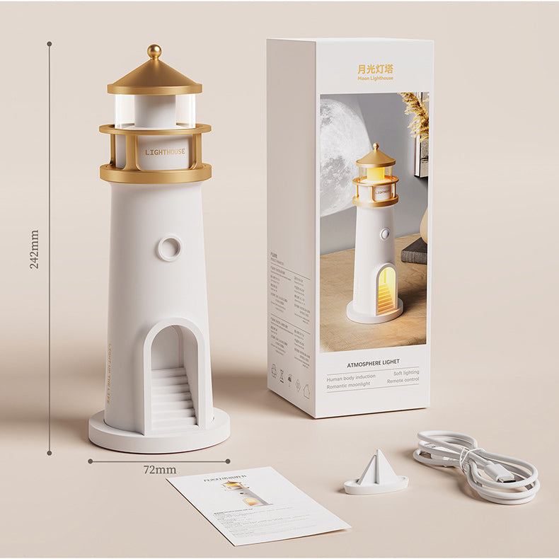 Norvo | Lighthouse Høyttaler Bluetooth Lampe Måneskinn Miljøbelysning Beste Gave