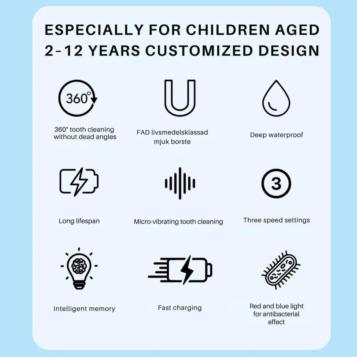 Norvo | DINO BØRSTE – Elektrisk Tannbørste for Barn med 360° Rengjøring