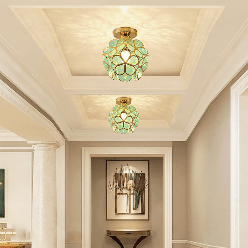 Norvo | Elegant Glass Ceiling Light in Floral Style