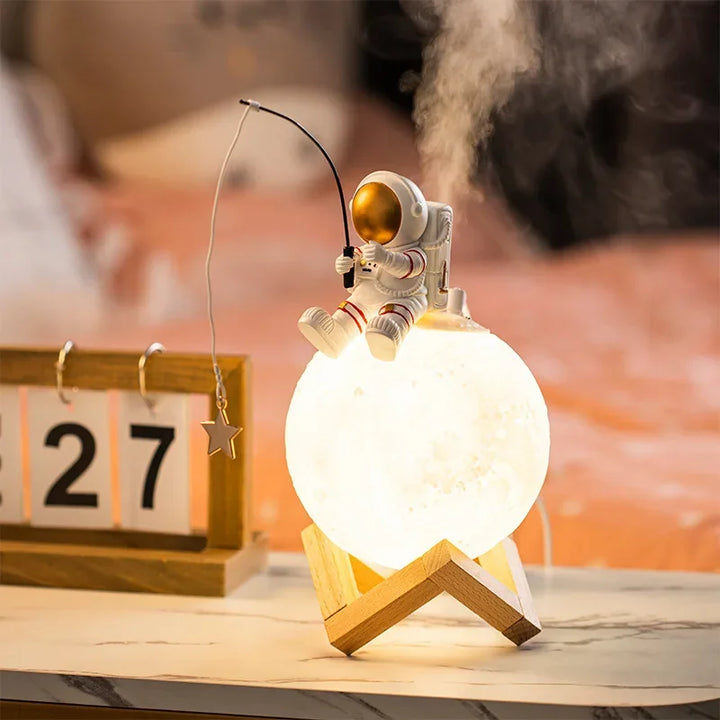 3D Astronaut Månelampe med LED Nattlys, Dempbar Berøringskontroll og Dekorasjon for Barnerommet | Norvo