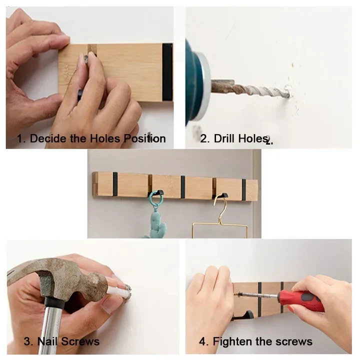 Norvo | Vegghengt Kleshåndtak i Tre med Skjult Kleskrok