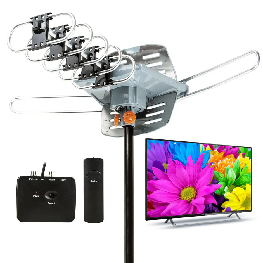 Norvo | Long Range Digital HD TV Antenne med Full 360 Retningsbestemt Motor og Monteringsstang