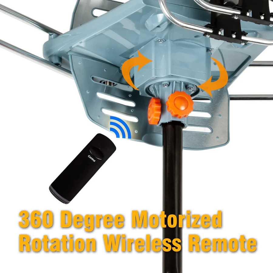 Norvo | Long Range Digital HD TV Antenne med Full 360 Retningsbestemt Motor og Monteringsstang