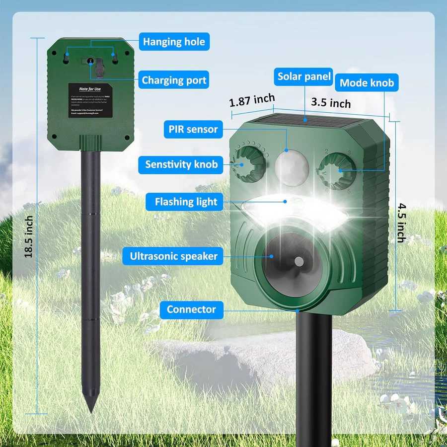 Norvo | Avansert ultrasonisk utendørs katt- og hundskremmer