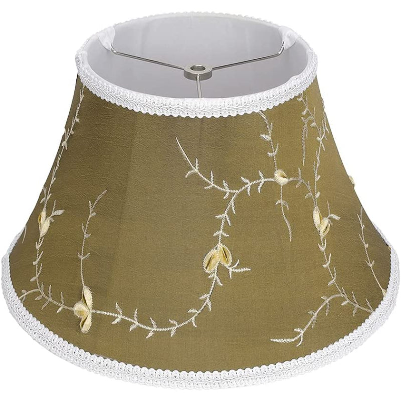 Norvo | Medium lampeskjerm, fat stoff lampeskjerm for bordlampe og gulvlampe, 7x13x7.8 tommer, naturlig ventilert lin, håndlaget, edderkopp (hvit)