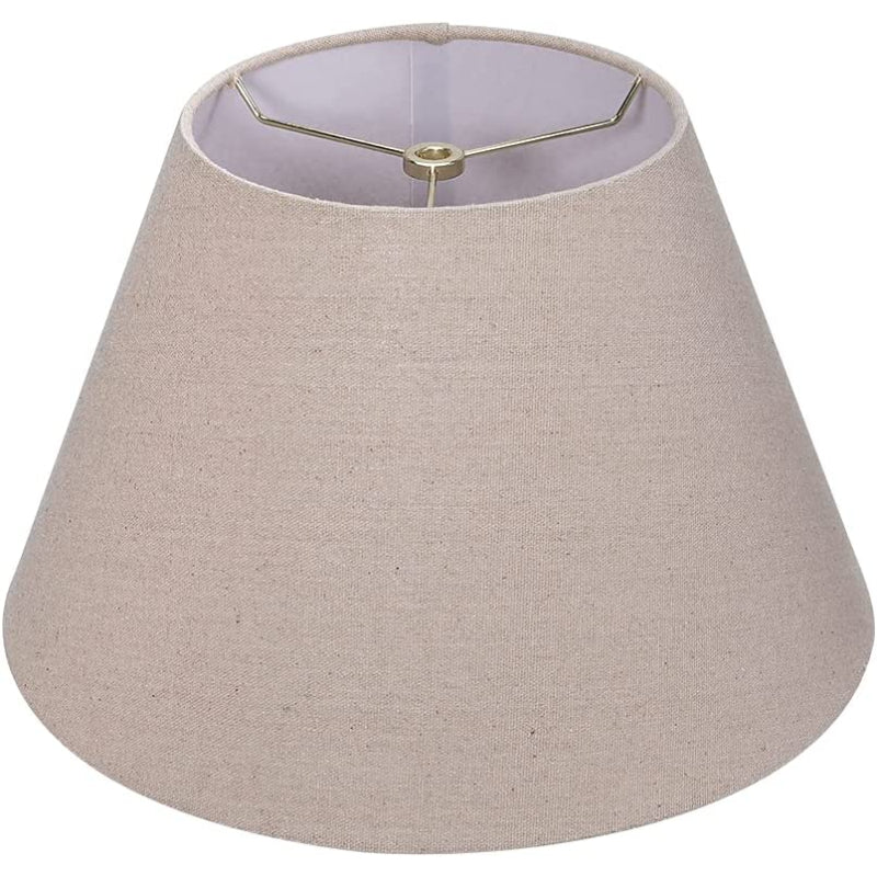 Norvo | Medium lampeskjerm, fat stoff lampeskjerm for bordlampe og gulvlampe, 7x13x7.8 tommer, naturlig ventilert lin, håndlaget, edderkopp (hvit)