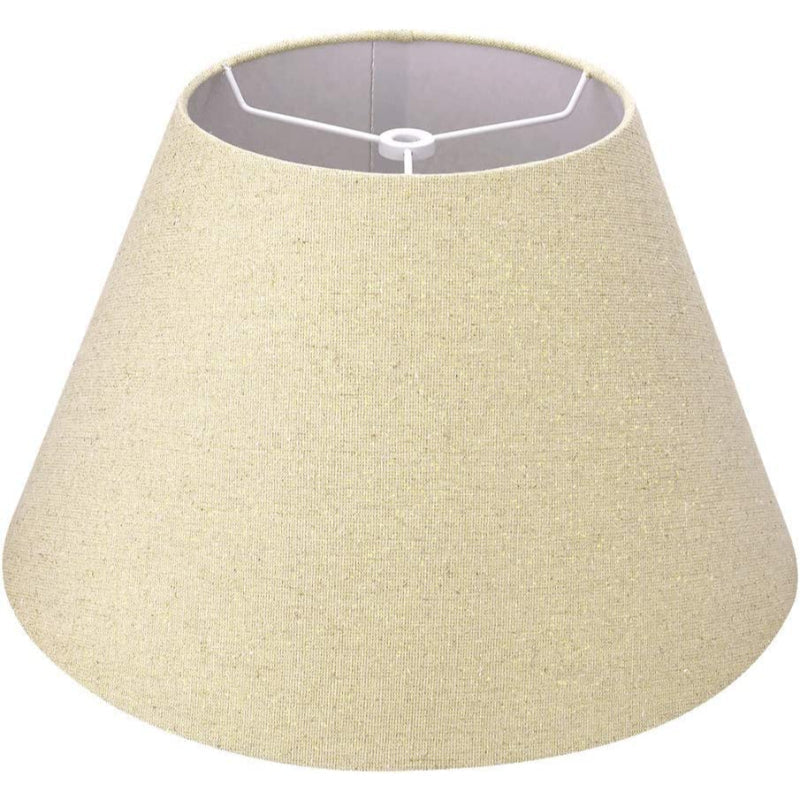 Norvo | Medium lampeskjerm, fat stoff lampeskjerm for bordlampe og gulvlampe, 7x13x7.8 tommer, naturlig ventilert lin, håndlaget, edderkopp (hvit)