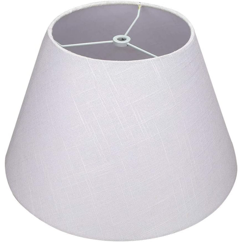 Norvo | Medium lampeskjerm, fat stoff lampeskjerm for bordlampe og gulvlampe, 7x13x7.8 tommer, naturlig ventilert lin, håndlaget, edderkopp (hvit)