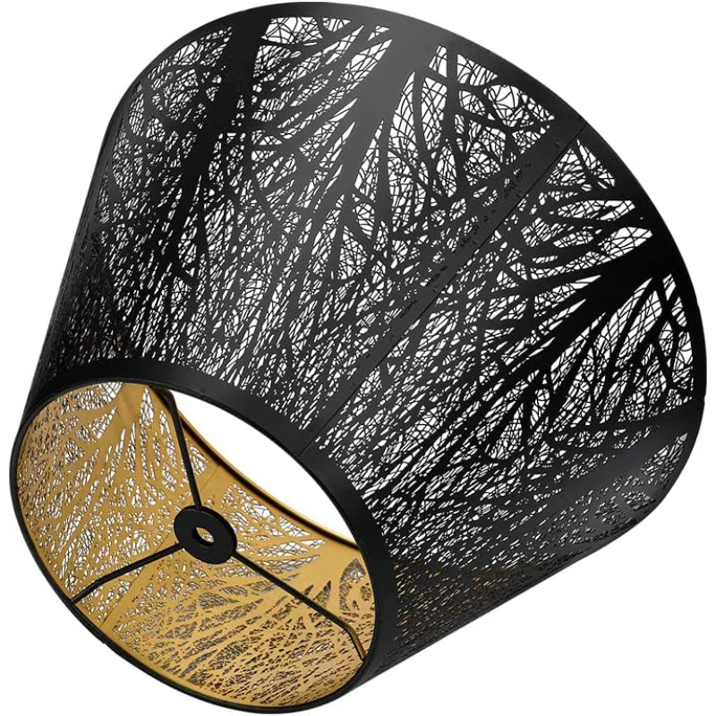 Norvo | Medium lampeskjerm, fat stoff lampeskjerm for bordlampe og gulvlampe, 7x13x7.8 tommer, naturlig ventilert lin, håndlaget, edderkopp (hvit)