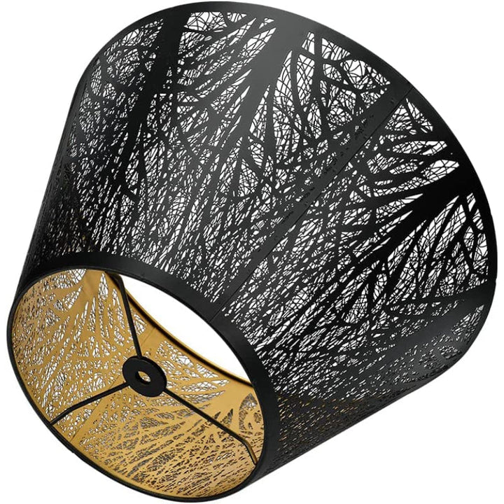 Norvo | Medium lampeskjerm, fat stoff lampeskjerm for bordlampe og gulvlampe, 7x13x7.8 tommer, naturlig ventilert lin, håndlaget, edderkopp (hvit)