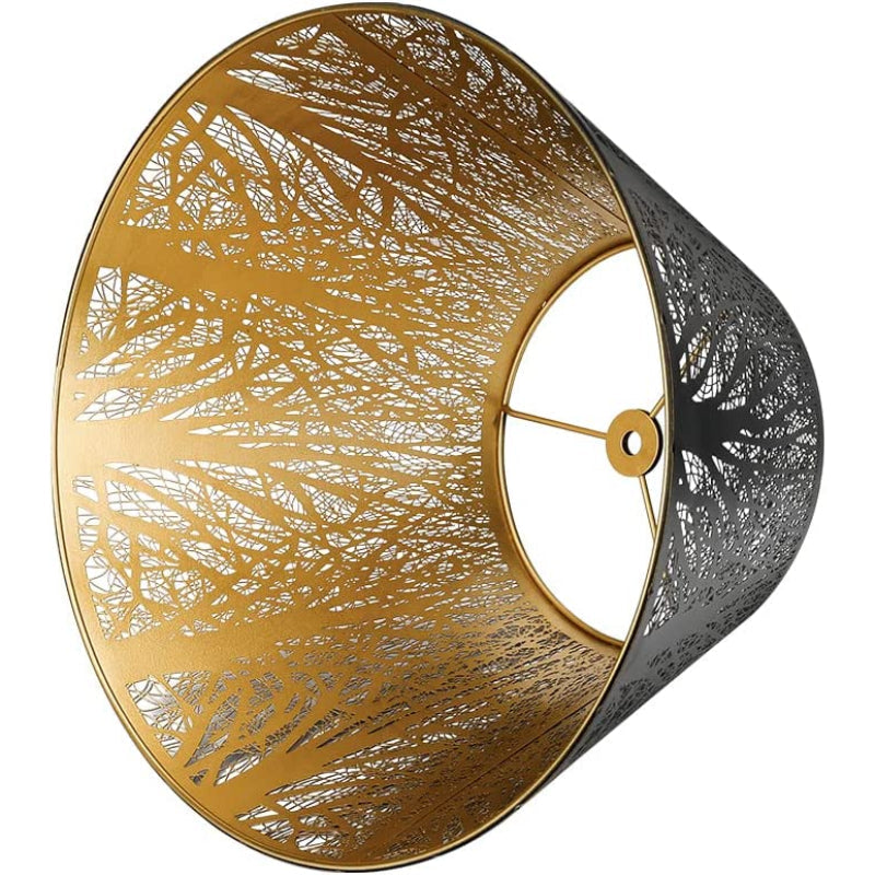 Norvo | Medium lampeskjerm, fat stoff lampeskjerm for bordlampe og gulvlampe, 7x13x7.8 tommer, naturlig ventilert lin, håndlaget, edderkopp (hvit)