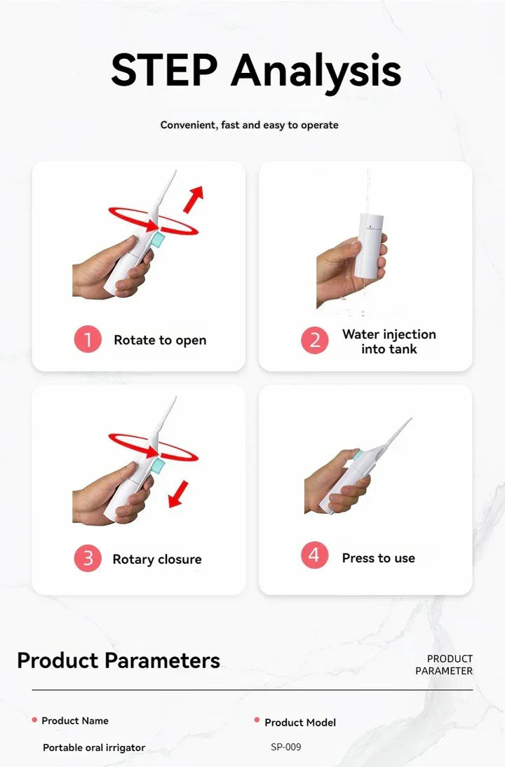 Norvo | Bærbar Høytrykk Vanntråd – Profesjonell Tannrenser med Oral Irrigator