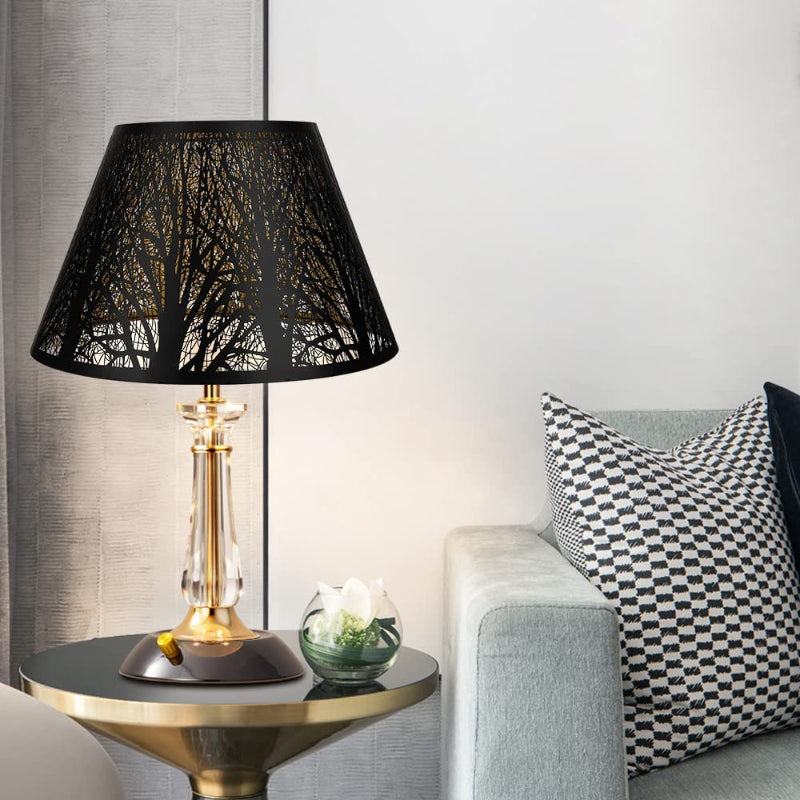 Norvo | Medium lampeskjerm, fat stoff lampeskjerm for bordlampe og gulvlampe, 7x13x7.8 tommer, naturlig ventilert lin, håndlaget, edderkopp (hvit)