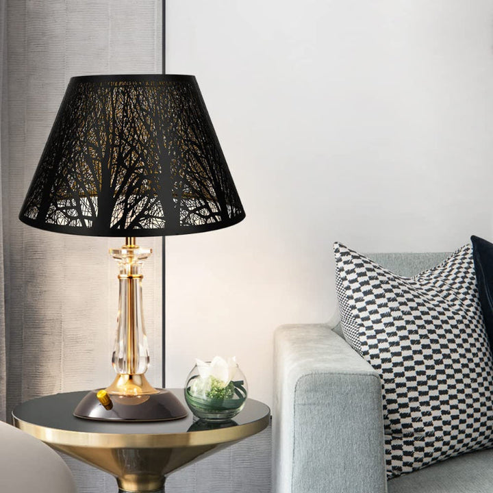 Norvo | Medium lampeskjerm, fat stoff lampeskjerm for bordlampe og gulvlampe, 7x13x7.8 tommer, naturlig ventilert lin, håndlaget, edderkopp (hvit)